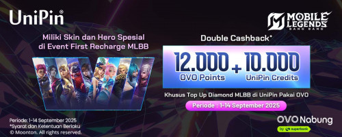 Cuma 5 Diamond, Bebas Pilih Skin MLBB + Bonus 12Ribu OVO Points & 10Ribu UniPin Credits! Top Up Pakai OVO Sekarang!